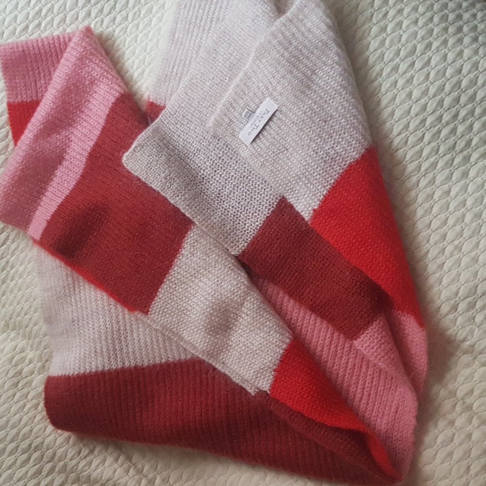 Color block mohair/wool blend scarf